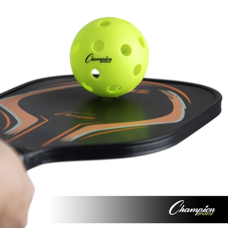 Champion Sports Indoor Pickleball Balls: USAPA Approved Official Size Tournament Pickleballs - Optic Yellow Pickleball Ball Set for Indoor Courts - 6 Pack
