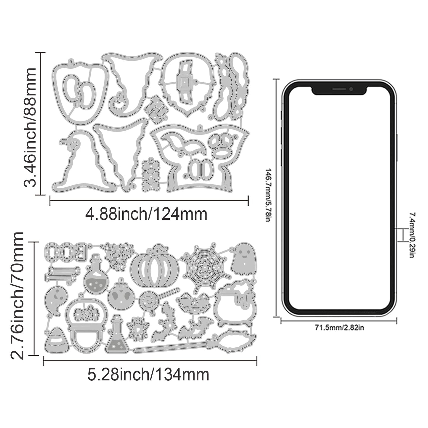 INFUNLY 34pcs Halloween Gnome Metal Die Cuts - Pumpkin Spider Ghost Cutting Dies for Card Making, Scrapbooking, Festival Decor