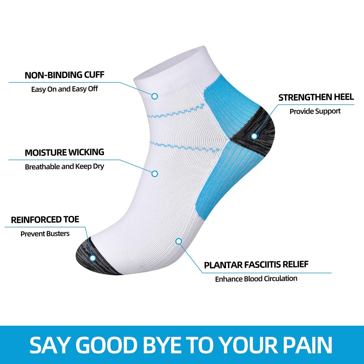 Pnosnesy 3/6/7 Pairs Compression Socks for Men & Women Plantar Fasciitis Socks Low Cut Sports Socks Athletic Socks with Arch Support Plantar Fasciitis
