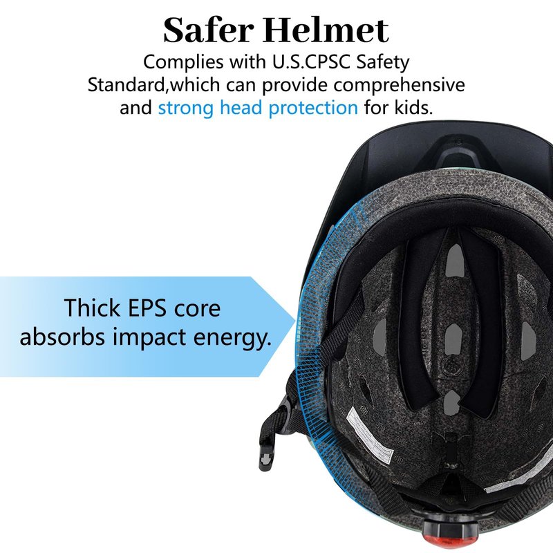 Kids Bike Helmet, Adjustable Toddler Youth Helmet with Detachable Visor & LED Light for 3-5/5-8/8-12 Years Boys Girls, Multi-Sport Helmet for Bicycle Cycling Scooter Skating