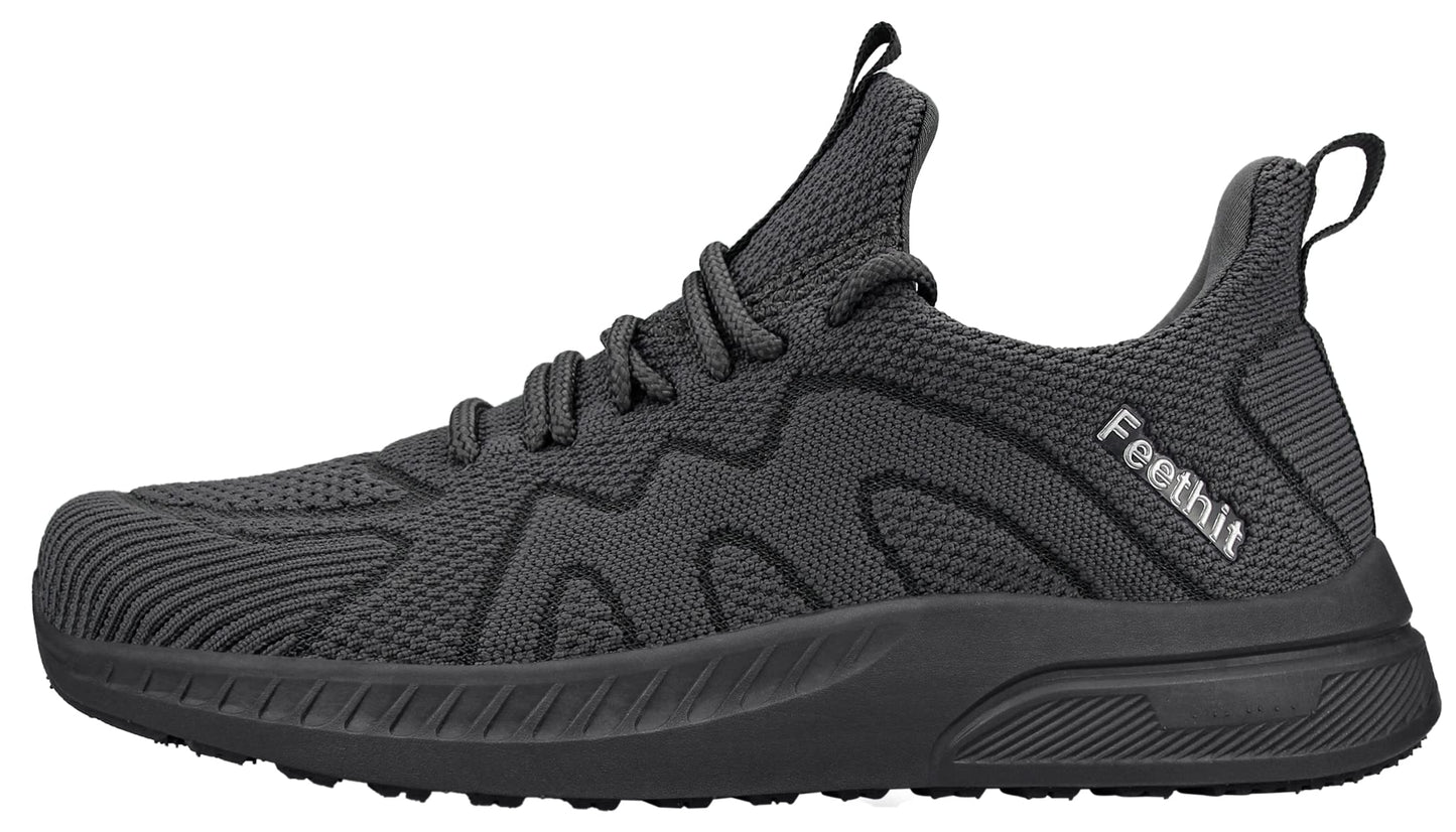 Feethit Trainers Men Running Shoes Tennis Sports Training Walking Gym Athletic Fitness Fashion Sneakers Trainers for Men Breathable Lightweight Comfortable Outdoor Shoes for Jogging Dark Grey UK 10