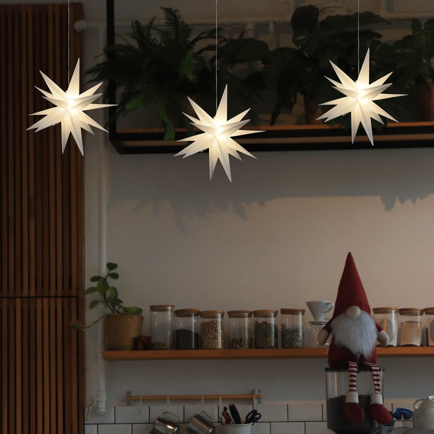 Leejec 13.3" Moravian Star Outdoor Light with Remote Control, Christmas Decorations, Indoor Hanging, Warm White LED Light, Battery Operated with Timer Function, 3-Pack, Tree, Ceiling, Balcony Decor
