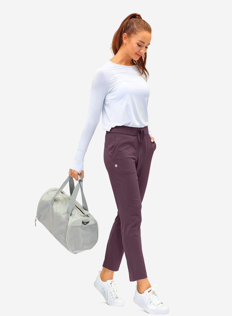 G Gradual Women's Pants with Deep Pockets 7/8 Stretch Sweatpants for Women Athletic, Golf, Lounge, Work (Wine Red, 3X-Large)