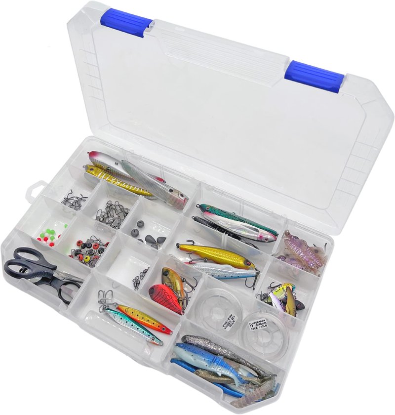 Large Plastic Tackle Box Storage Organizer Box 3700 with adjustable dividers 4 PACK tackle tray