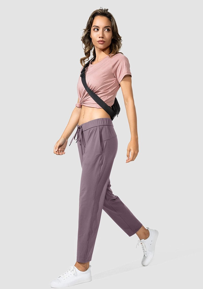 G Gradual Women's Pants with Deep Pockets 7/8 Stretch Sweatpants for Women Athletic, Golf, Lounge, Work (Dusty Purple, Large)
