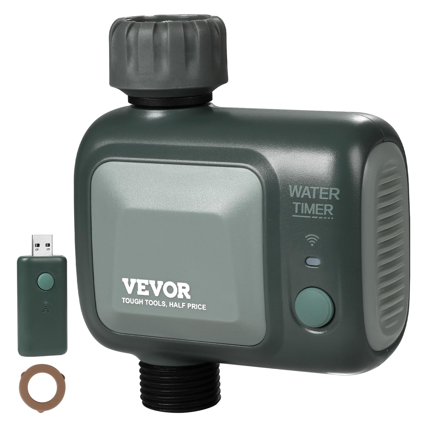 VEVOR WiFi Sprinkler Timer, Single Outlet, Smart Hose Faucet Water Timer with Brass Inlet, APP Control via 2.4Ghz WiFi or Bluetooth, Voice Control with Alexa Google Assistant, IPX6 for Yard Watering