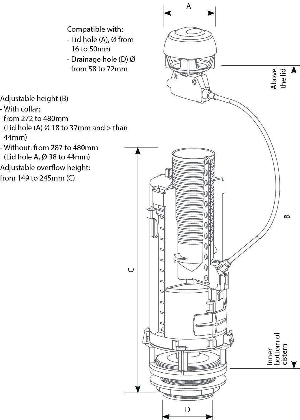 Siamp 32500007 Optima 50 Flushing Mechanism, White