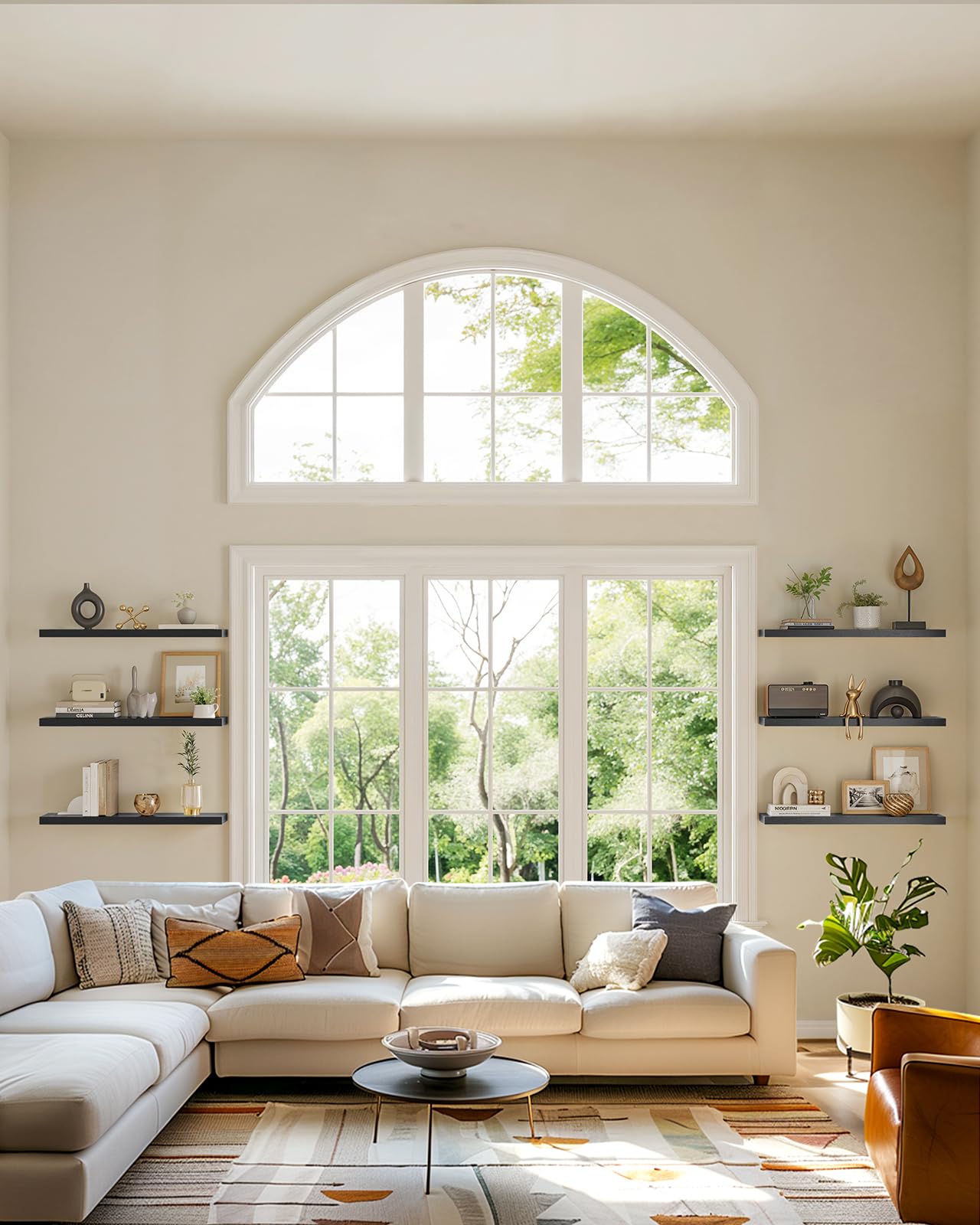 AMADA HOMEFURNISHING Floating Shelves for Wall, Wall Shelves for Living Room, Bedroom, Bathroom, Kitchen & Home Office Organization, Bathroom Shelves with Hidden Brackets, 22 lbs Max Load, AMFS44B