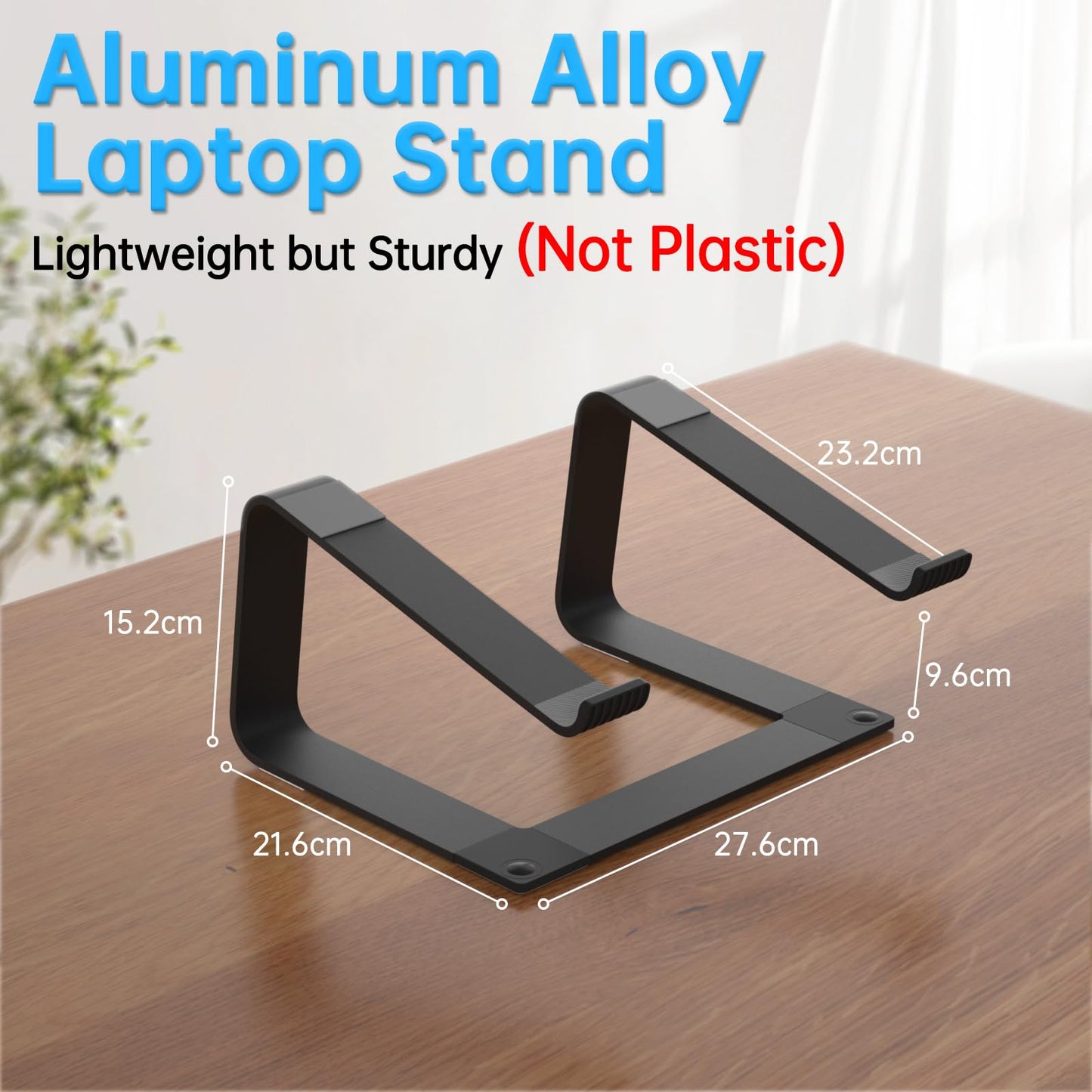 GleYo Laptop Stand for Desk Detachable Aluminum Computer Riser Portable Metal Notebook Holder Compatible with MacBook Air, Pro, Dell, HP, Lenovo and All 10-16" Laptops, Black