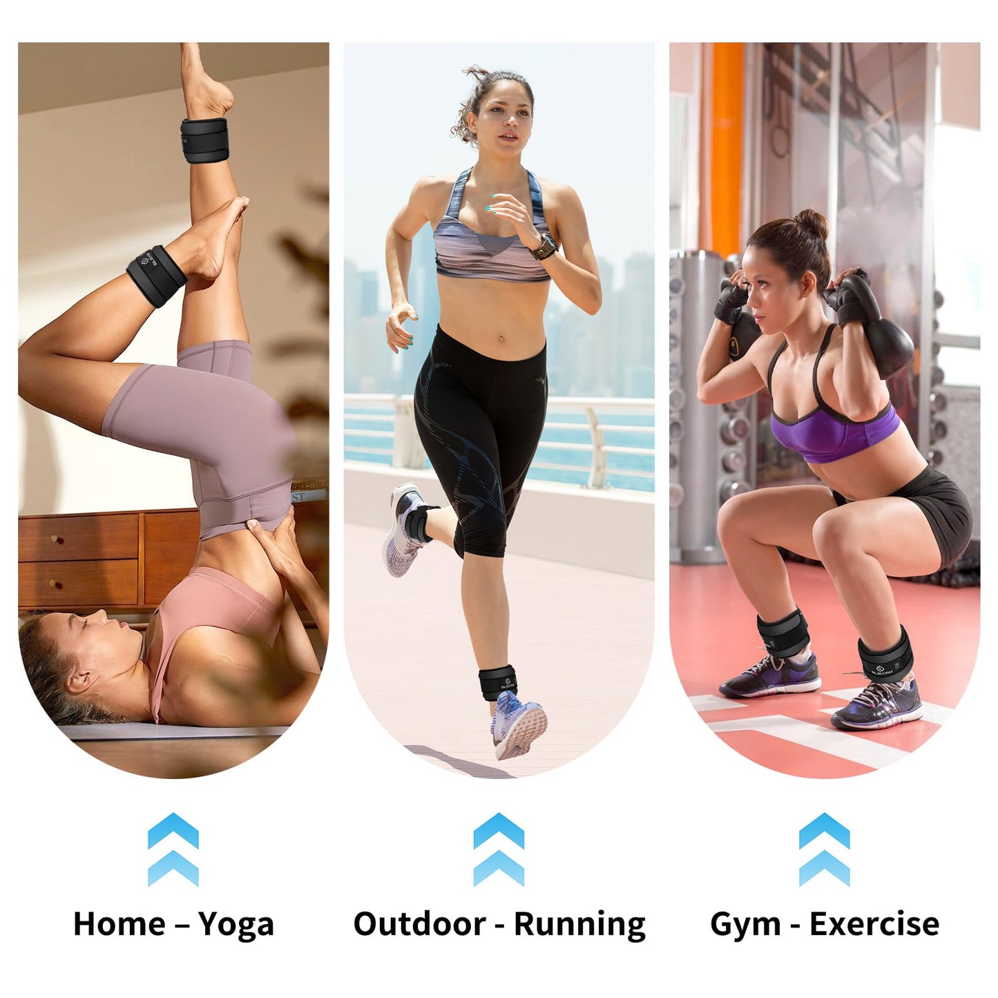 ELEAMY Ankle Weights for Women & Men - 0.5lb/1lb/2lb/3lb Pairs for Walking, Running, Yoga, Fitness - Premium Ice Silk Fabric - Comfortable, Durable & Tear Resistant - Black (0.5lb*2)