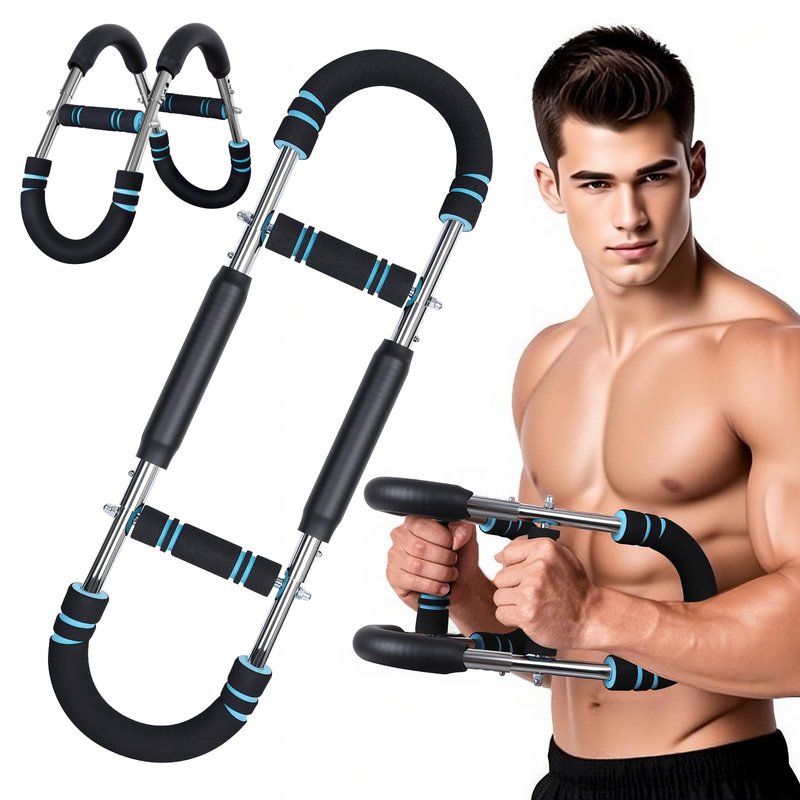 Twister Arm Trainer, 60-100lb Adjustable Chest & Arm Workout Tool, Compact Twister Arm Strengthener, Portable Power Twister Bar with Snap - Together Detachable Design for Fitness Anywhere(Blue)