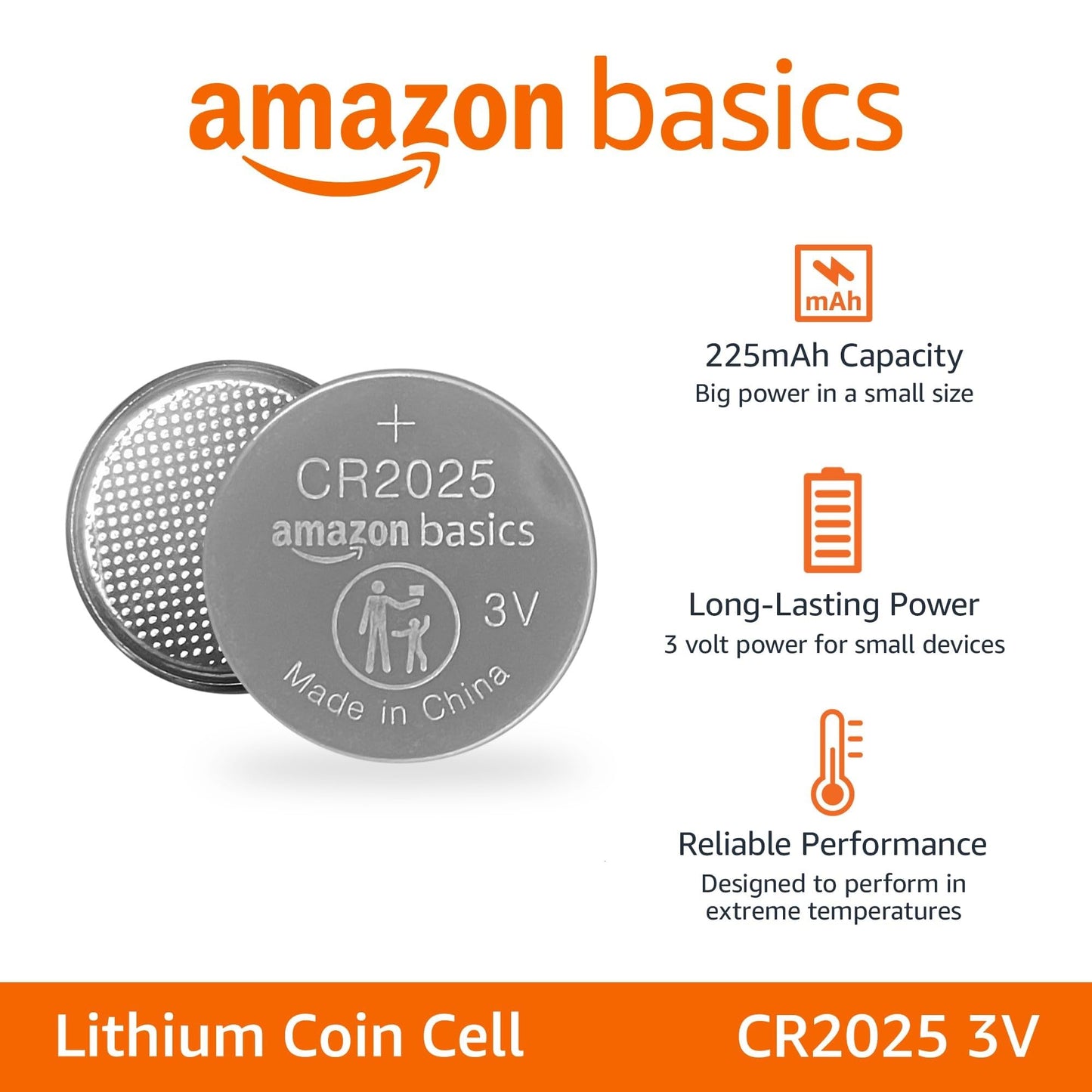 Amazon Basics 6-Pack CR2025 Lithium Coin Cell Battery, 3 Volt, Long Lasting Power, Mercury-Free