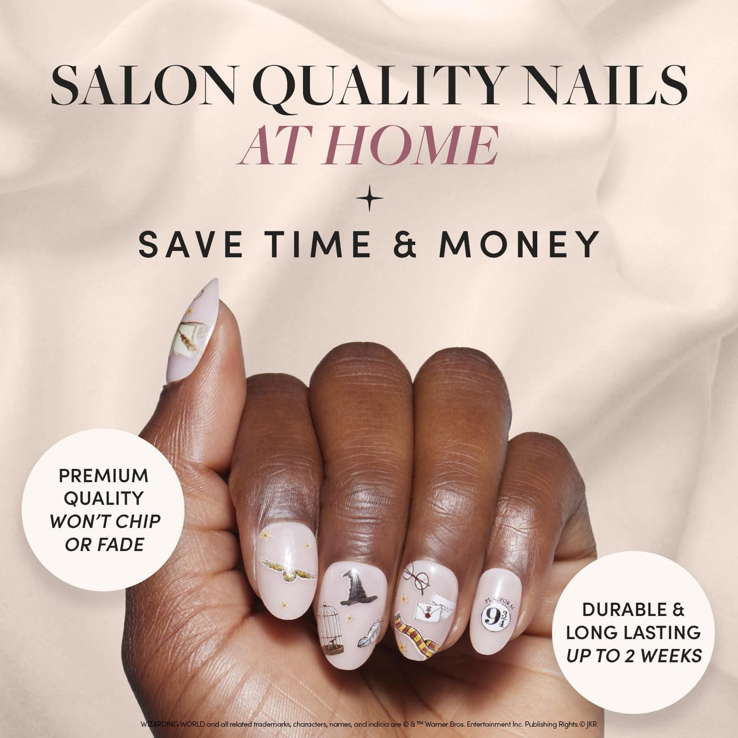 Harry Potter™ x Glamnetic Press On Nails - Hogwarts™ | Semi-Transparent Multi Graphic Short Oval Nails in a Glossy Finish | 15 Sizes - 30 Nail Kit with Glue