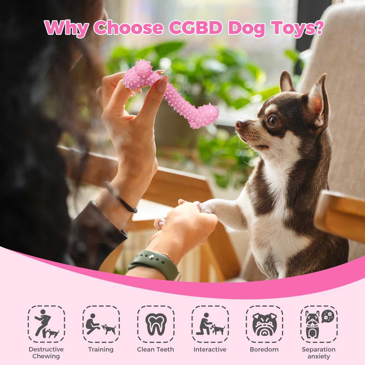 CGBD Puppy Toys, 9 Pack Puppy Chew Toys for Teething, Cute Pink Small Dog Toys, Teething Toys for Puppies, Soft Durable Interactive Dog Chew Toy for Small Dogs