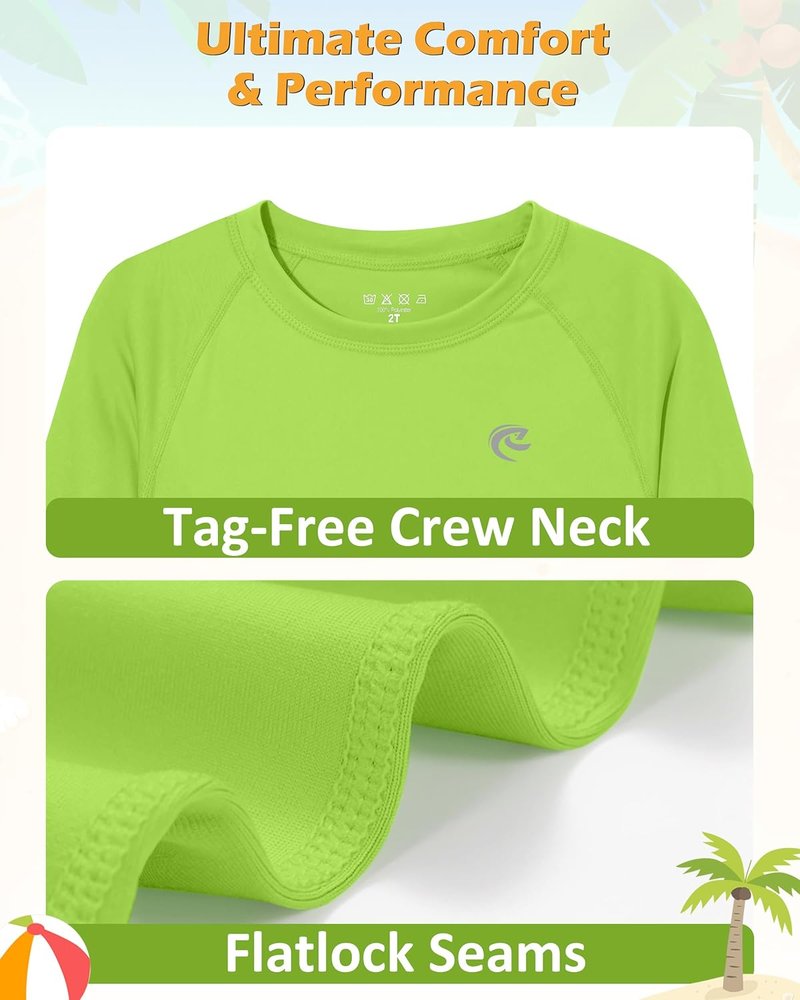 Boys UPF 50+ Swim Shirt | Long Sleeve UV Sun Protection Rash Guard for Youth - 1 or 2 Pack