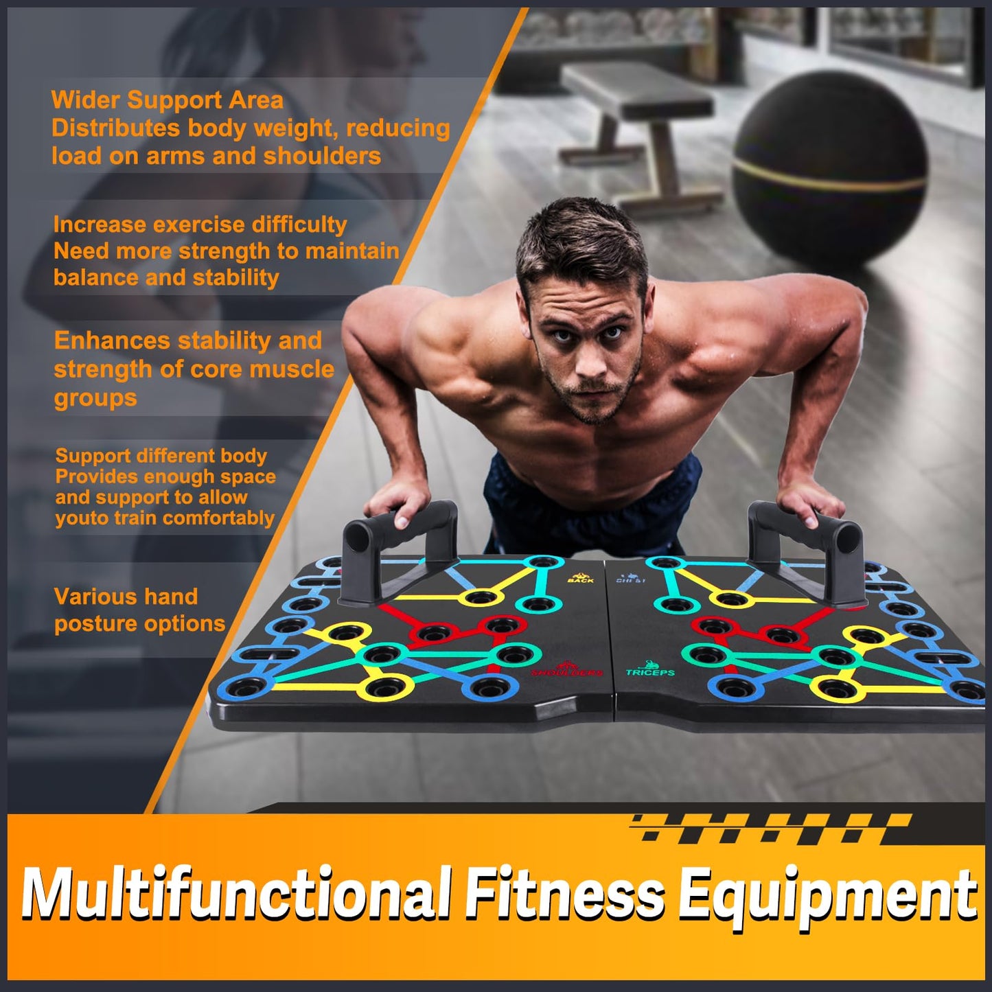 AERLANG Solid Push Up Board, Portable 30 in 2 Workout Set for Push Up, Multi-functional Pushup Handles for Strength Training, Fat Burning Push Up Bar for Home Gym, Perfect Chest Workout Equipment for Men & Women