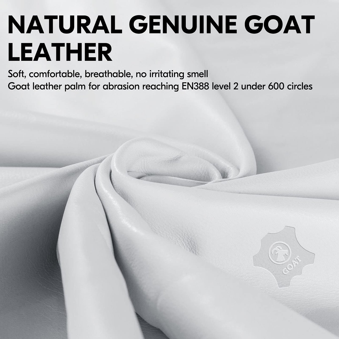 Vgo... 1 Pair Unlined Safety Goatskin Leather Work Gloves Men,Rigger Gloves,Builder Gloves(GA9501) (Large, White-1Pair(Goat))