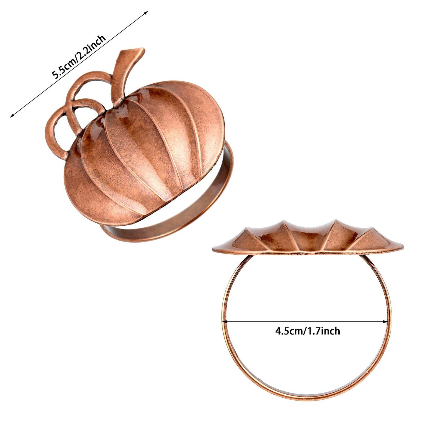 Patelai 12 Pieces Pumpkin Napkin Rings Fall Napkin Holders Thanksgiving Halloween Dinner Tables Rings for Thanksgiving Dinner Party Weddings Family Gatherings (Bronze)