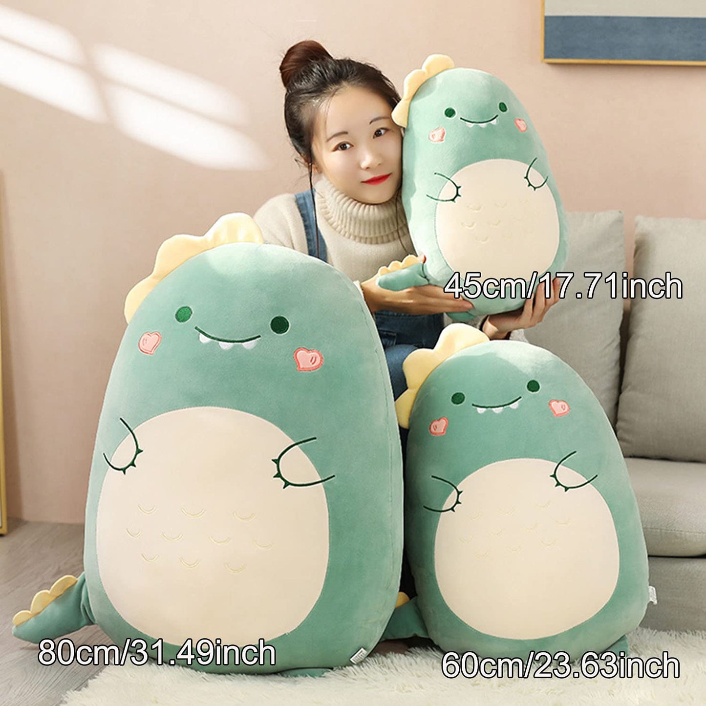 Kekeso Dinosaur Plush Hugging Pillow Cute Stuffed Animal Plush Toy Throw Pillow (Dinosaur, 45cm/17.71in)