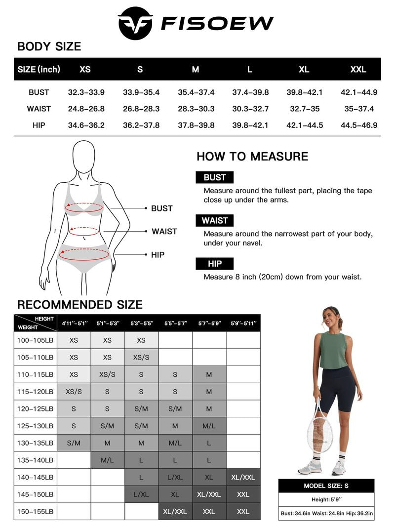 Fisoew Womens Workout Cropped Tank Tops Racerback Sleeveless Crewneck Running Yoga Active Shirts White