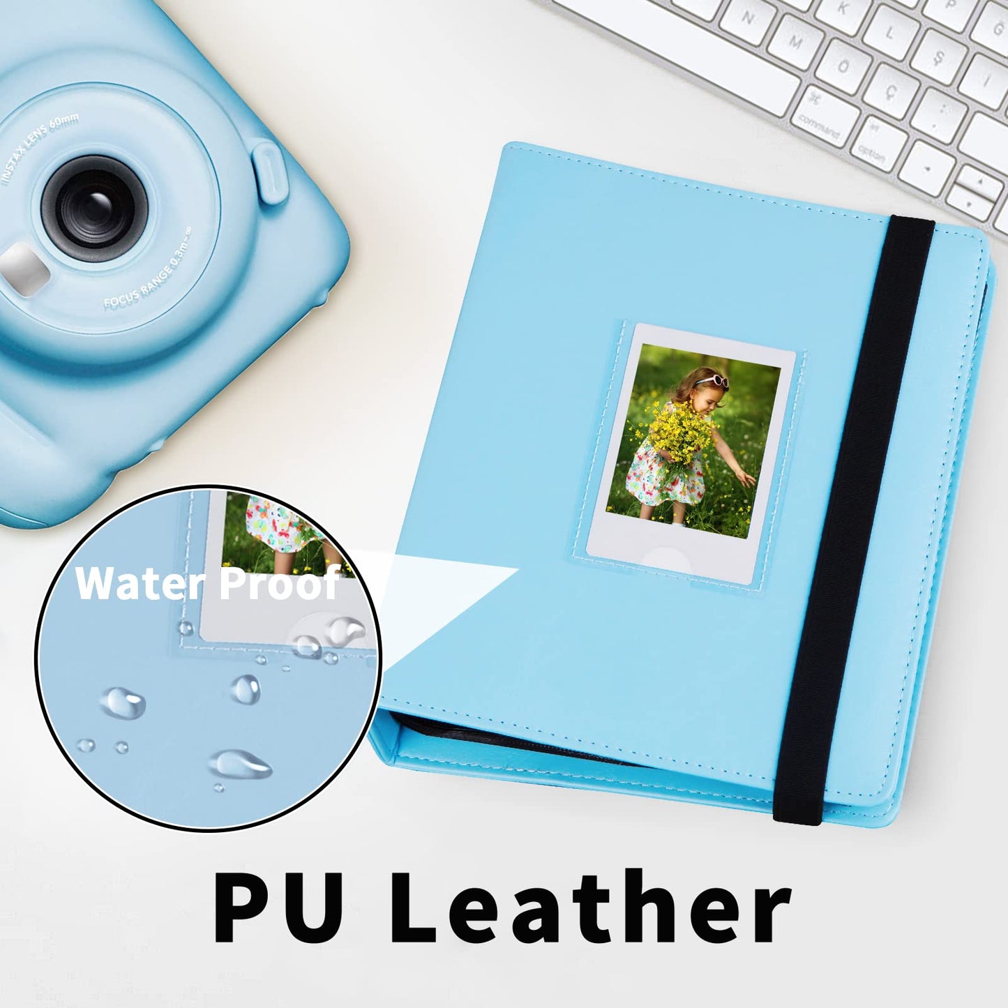 288 Vertical Photos for Instax Mini Photo Book, Front Window, For Polaroid Book Album 2x3 For Fujifilm Instax Mini 12 11 9 99 8 40 Film, Fits Polaroid 300, HP Sprocket, K-pop Photocards (Blue)