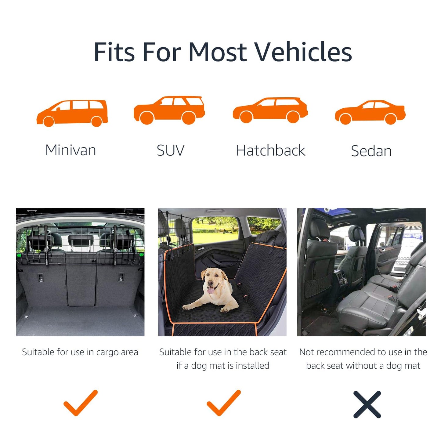 Amazon Basics Adjustable Dog Car Barrier for Vehicles, 59.72 x 5.20 x 16.46 in, Black