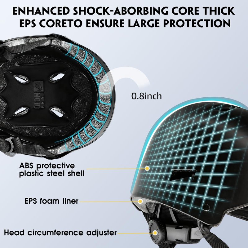 Skateboard Helmet for Adults - Adjustable Certified Safety Adults Helmet for Skateboarding Bike Bicycle Scooter Cycling Skate Skating Multisport Helmets for Women Men Boys Girls Kids Youth