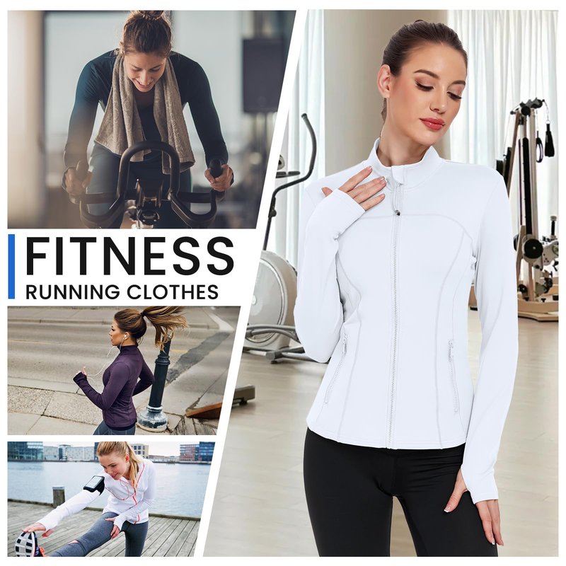 YOKGO Women's Workout Jackets Full Zip Running Yoga Jackets Lightweight Athletic Clothes with Thumb Holes