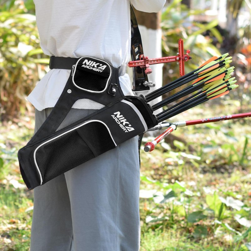 SHENG-RUI Archery Arrow Quiver Holder, L/R 3-Tubes Hip Quiver Arrow Bag with Adjustable Belt for Youth & Adults Arrows Hunting Target Practicing