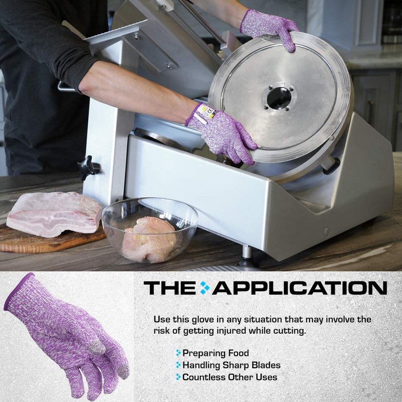 Glove Station Ultra Durable Series Cut Resistant Gloves - Cutting Gloves for Chefs, BBQ and Cooking - Level 5 Protection, Food Grade Safe Cut - Purple, Medium Size