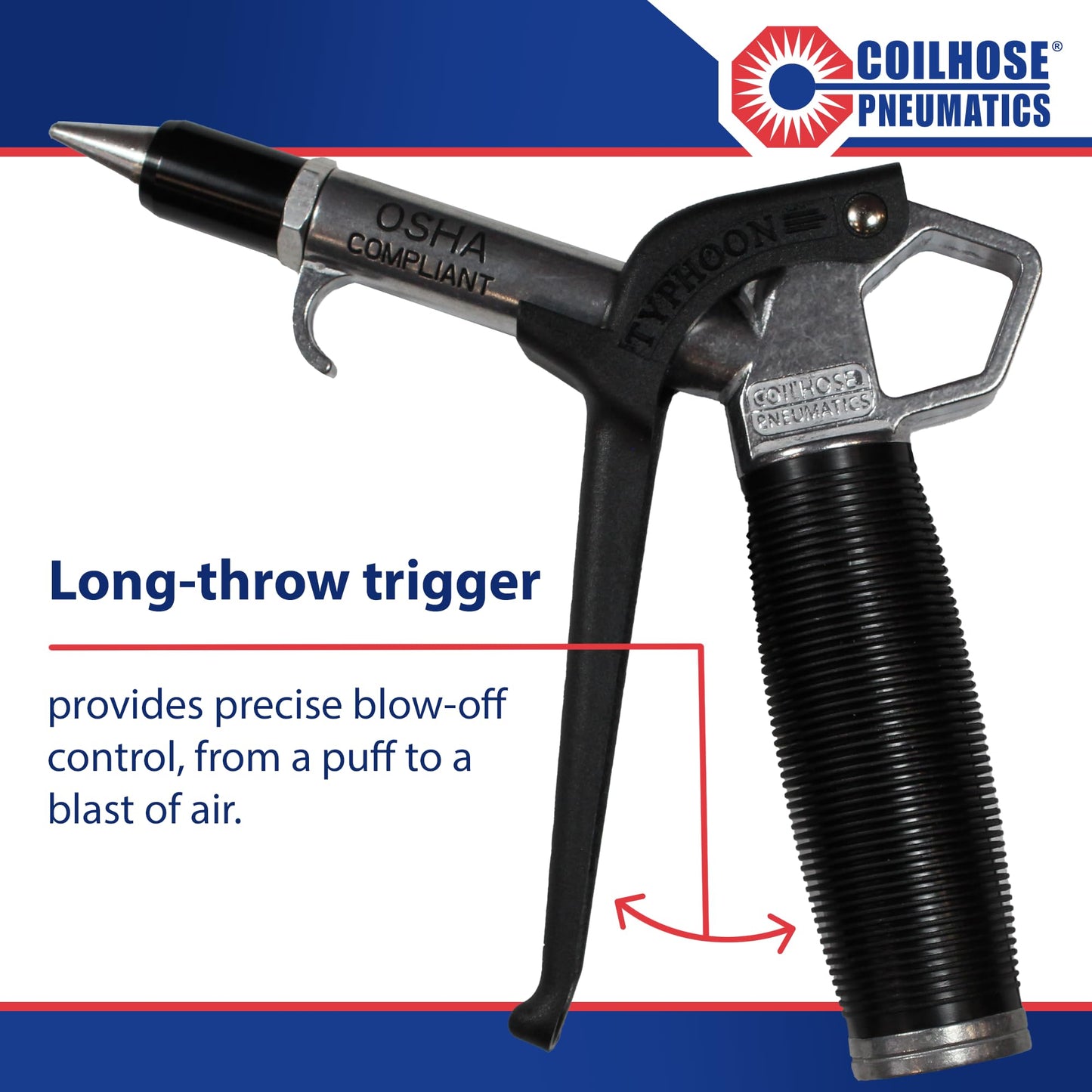 Coilhose Pneumatics TYP-2500CS Typhoon High Volume Blow Gun, 1/4-Inch NPT with High Flow Tip