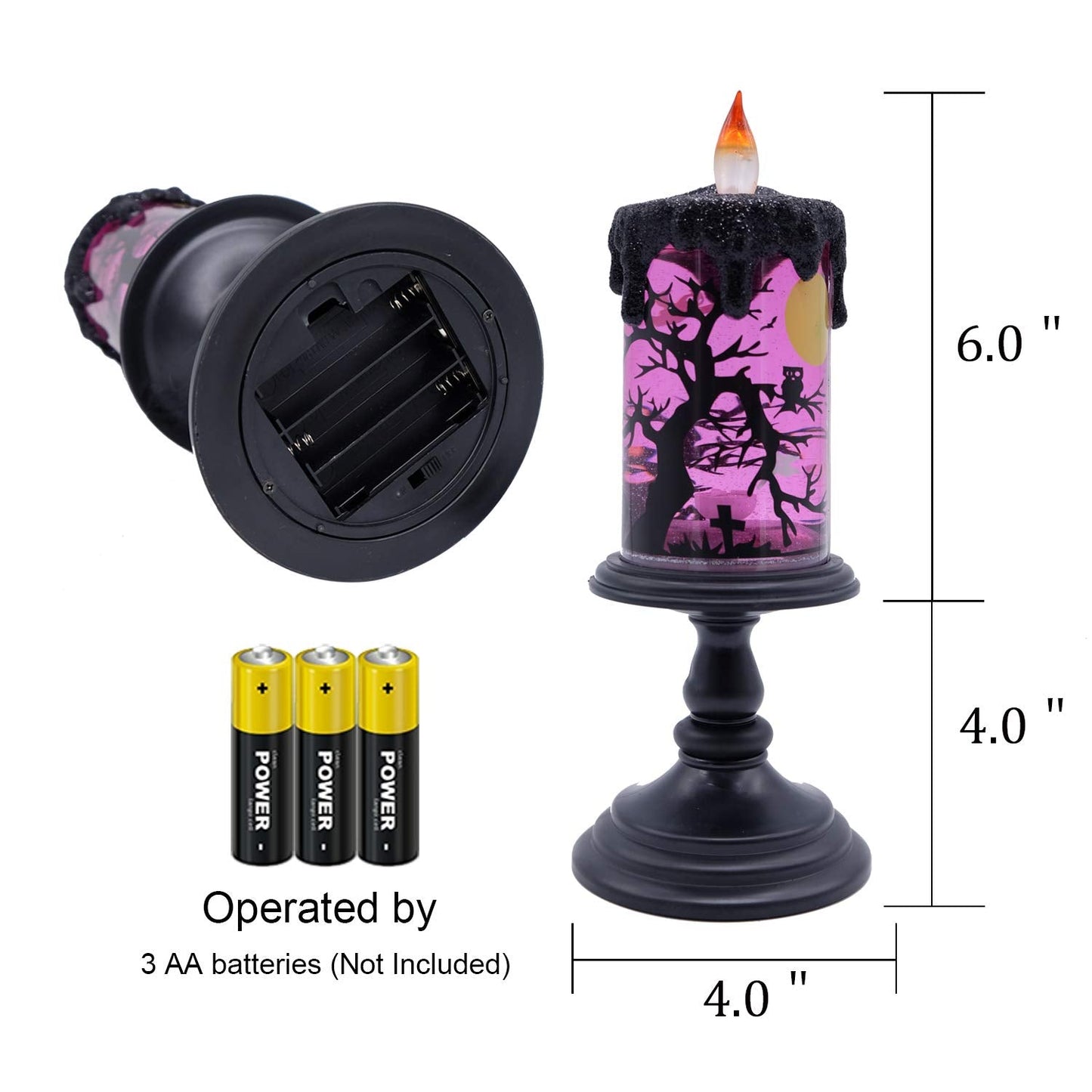 Eldnacele Halloween Snow Globe Candles Lighted Lamp, Battery Operated Spinning Water Glittering Tornado Flameless Candles Table Centerpiece for Halloween Decoration Indoor(Ghost)