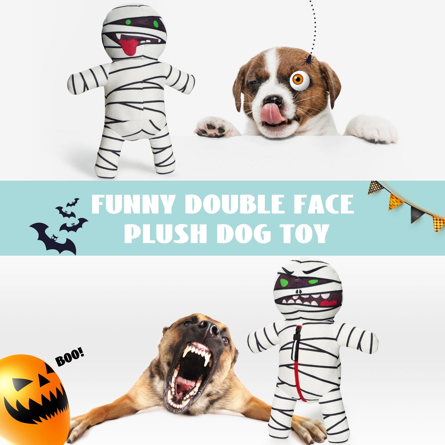 Nocciola Halloween Zombie Mummy Dog Toys with Organs: Funny Cool Squeaky Dog Chew Toys for Puppies, Small and Medium Size Dogs, Plush Stuffed Puzzle Toys for Dog Training Hide and Seek Pet Supplies