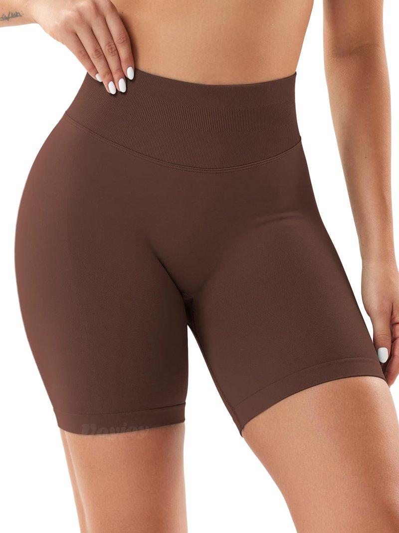 VOYJOY Women Workout Impact Shorts 2.5"/ 3.6"/ 4.5"/ 6" Scrunch Butt Lifting Gym Seamless Booty Biker Shorts Deep Brown