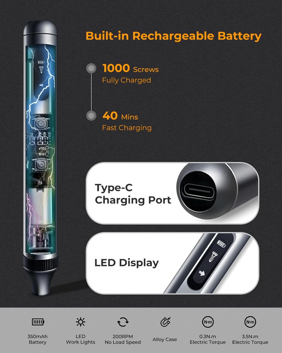 52 in 1 Electric Screwdriver Set,XIAONIAN 3.7V Mini Precision Screwdriver Set with 48 S2 Magnetic Bits,USB-C Charging Cable,LED Light,Small Repair Tool Kit for Phone,Watch,Eyeglasses,PC,Camera,Laptop