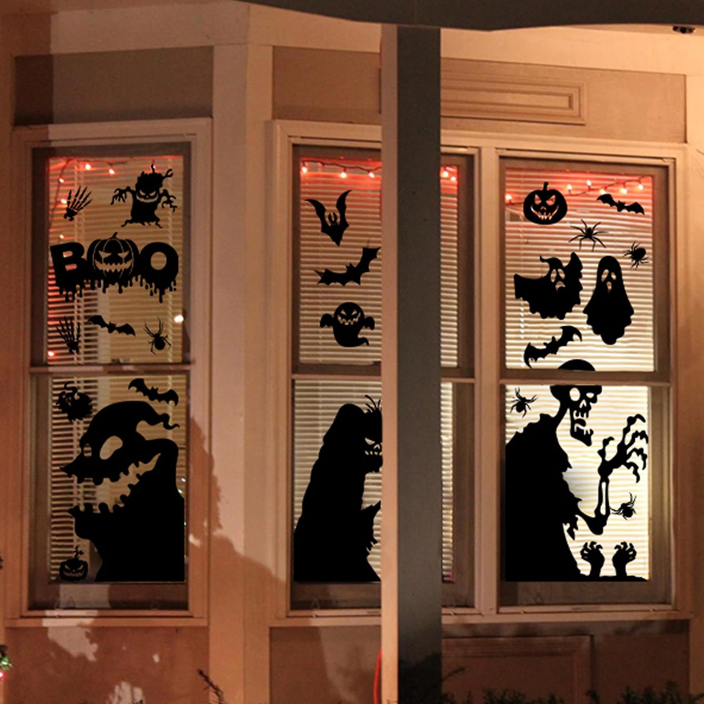 Joy Bang Halloween Window Clings Decor for Halloween Decorations, Large Scary Window Silhouette Stickers Decals Spooky Monster Zombie Clings for Party Decorations Indoor