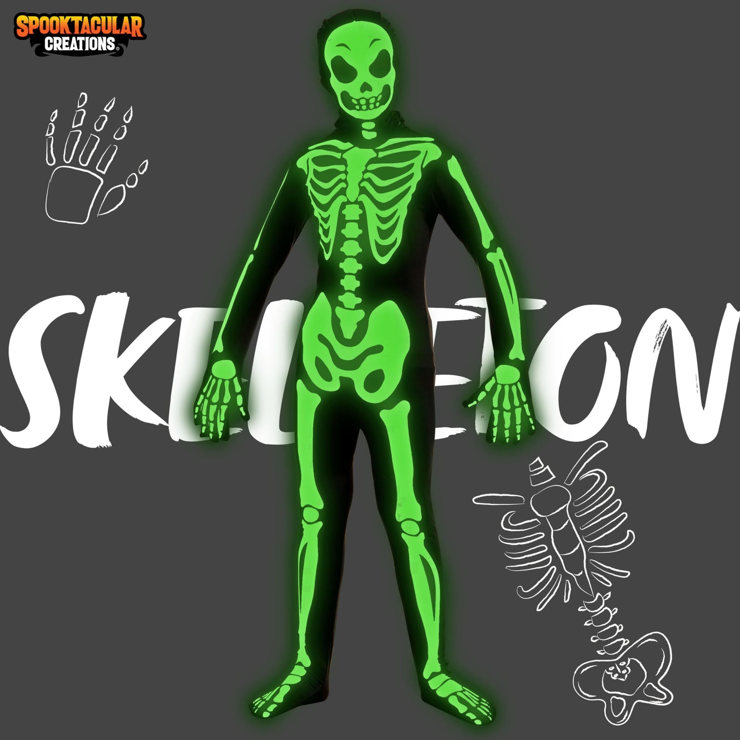 Spooktacular Creations Boy Halloween Skeleton Costume, Halloween Skeleton Costume for Kids, Bone Outfit, Bone Jumpsuit