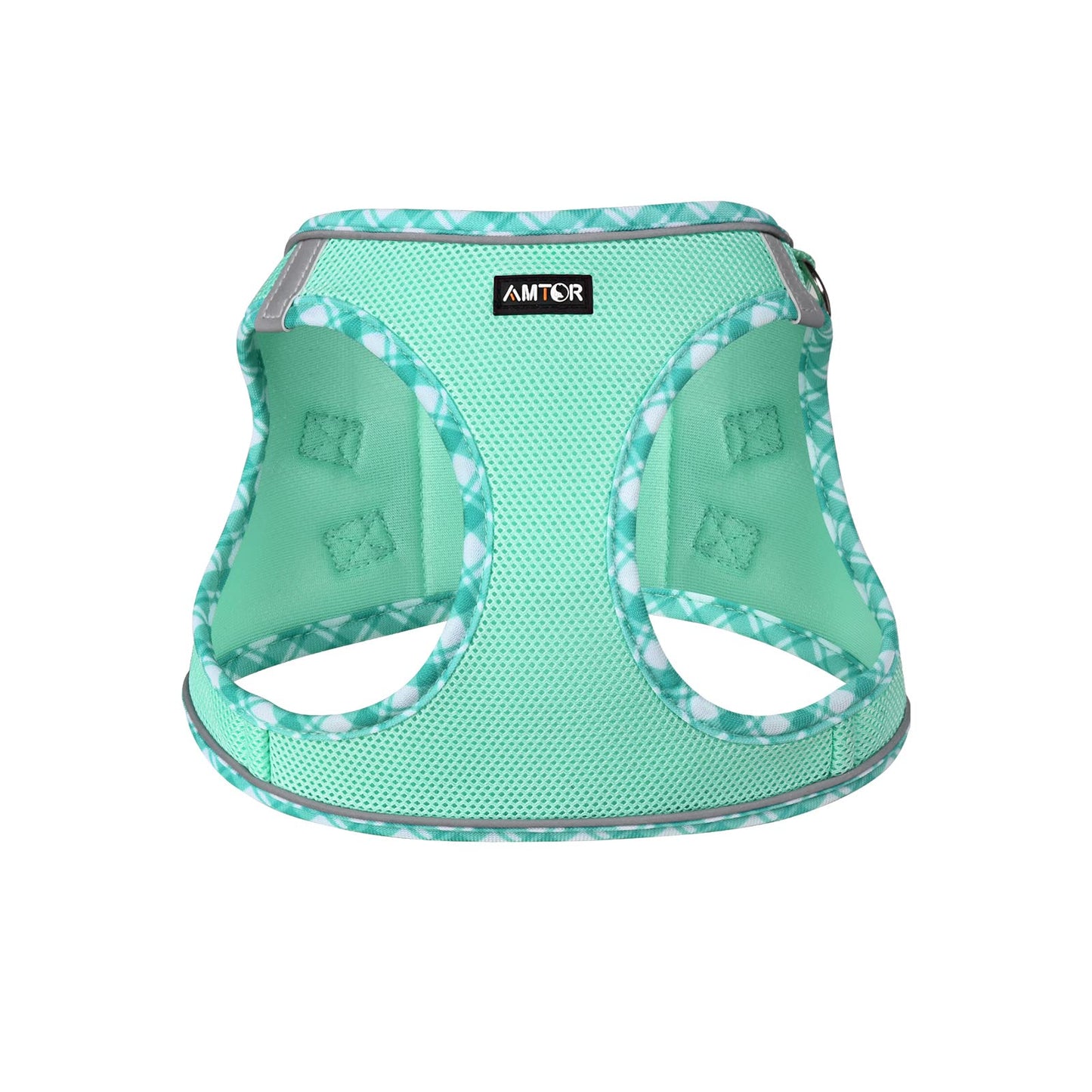 AMTOR Small Dog Harness with Leash Set, No Escape Easy Walk Puppy Harnesses for Training Walking, Step-in Reflective Soft Dogs Vest for XS S Medium Extra-Small Large Sized Dog(Green,S)