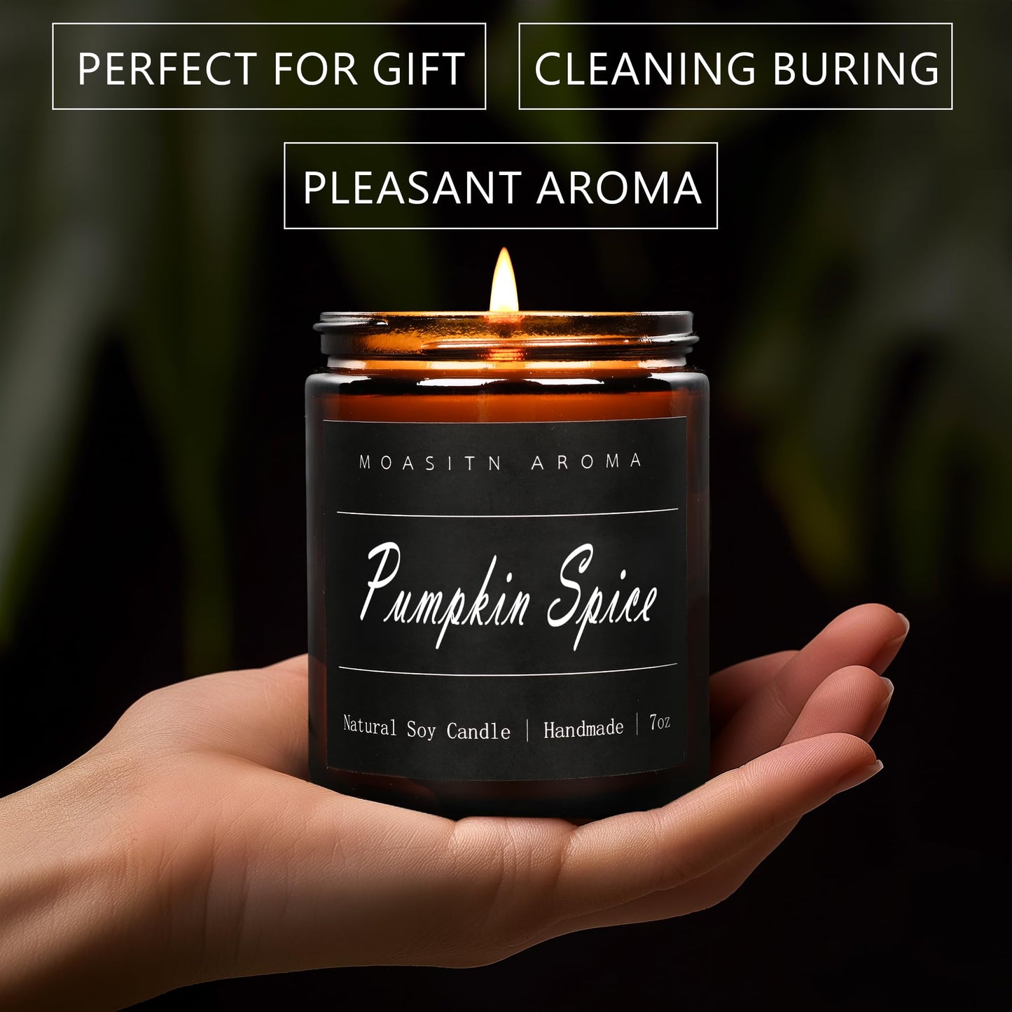 MOASITN Pumpkin Spice Heavenly Scented Candles for Home| Natural Soy Fall Candle| Handmade Long Lasting Aromatherapy Candle| Jar Candel for Women,Men as Halloween,Birthday,Relaxing Gifts| 7oz