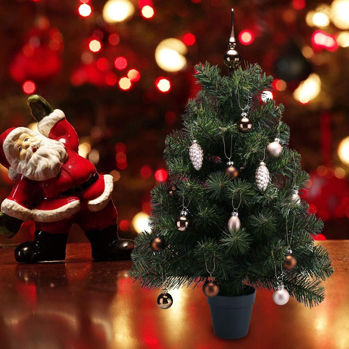 KI Store Bronze Champagne Miniature Ornaments and Toppers Set of 15 Christmas Mini Glass Tree Decorations for Desktop Tabletop Wedding Centerpiece