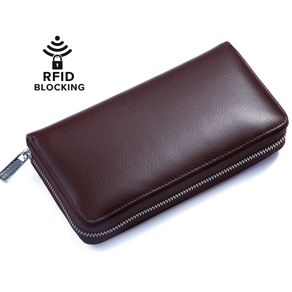 Buvelife Credit Card Wallet Leather RFID Wallet with Zipper for Women or Men, Huge Storage Capacity Credit Card Holder (Coffee), Coffee, Rfid Wallet