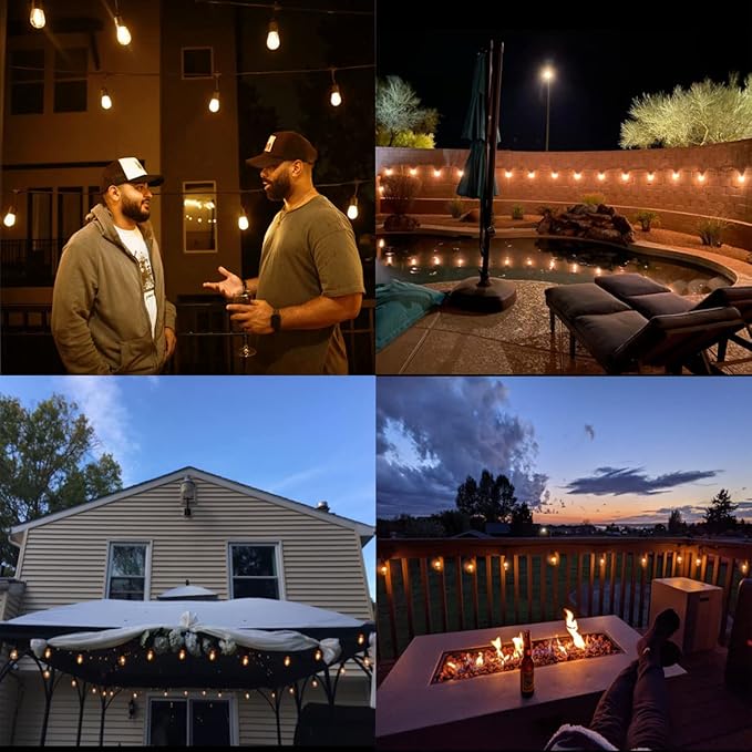 ๐ฐ๐ด๐ญ๐ป LED Outdoor String Lights with ๐ฎ๐ฐ Weatherproof Shatterproof Edison Style ๐ณ๐ฌ๐ซ ๐ฉ๐๐๐๐(2 ๐บ๐๐๐๐)๏ผCommercial Grade Waterproof Hanging Lights for Backyard Porch Balcony Party