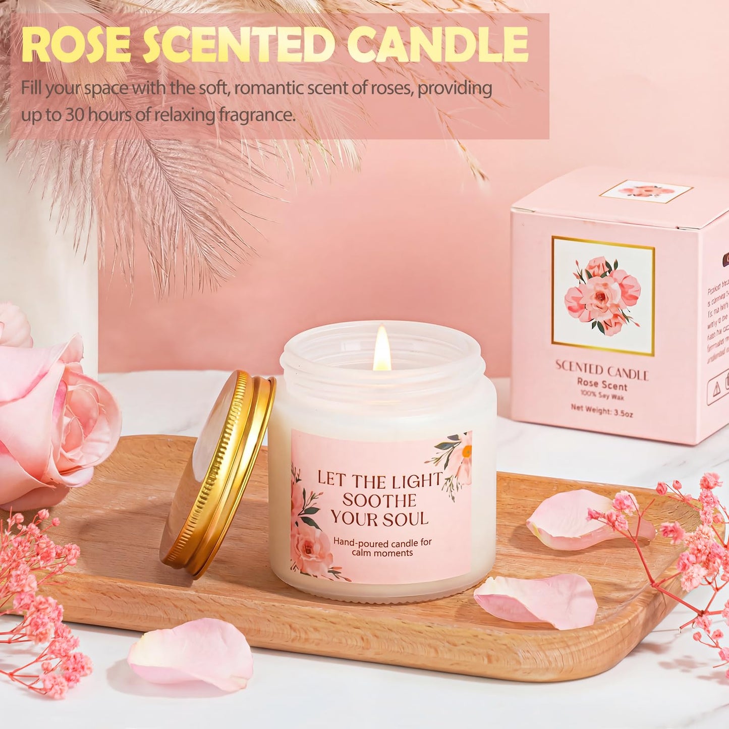 Gifts for Women, 9pcs Happy Birthday Gifts for Women, Christmas Ideas Mothers Day Gift Baskets Unique Rose