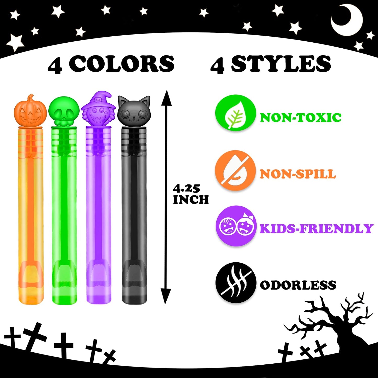 Halloween Party Favors Goodie Bag Stuffers for Kids 32 PCS, Mini Bubble Wands for Toddlers, Small Boo Trick or Treat Basket Bucket Fillers, Birthday Classroom Games Activities Supplies Prizes Gifts