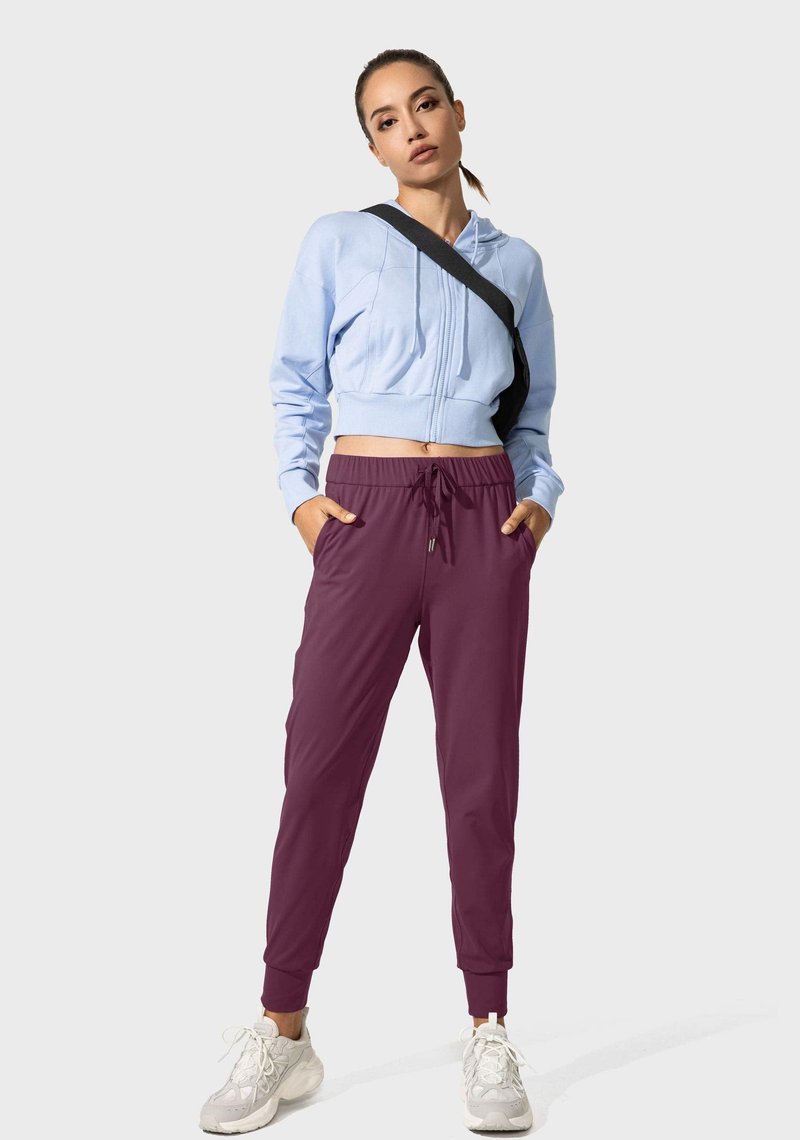 SANTINY Women's Joggers Pants Pockets Drawstring Running Sweatpants for Women Lounge Workout Jogging(Burgundy_M)