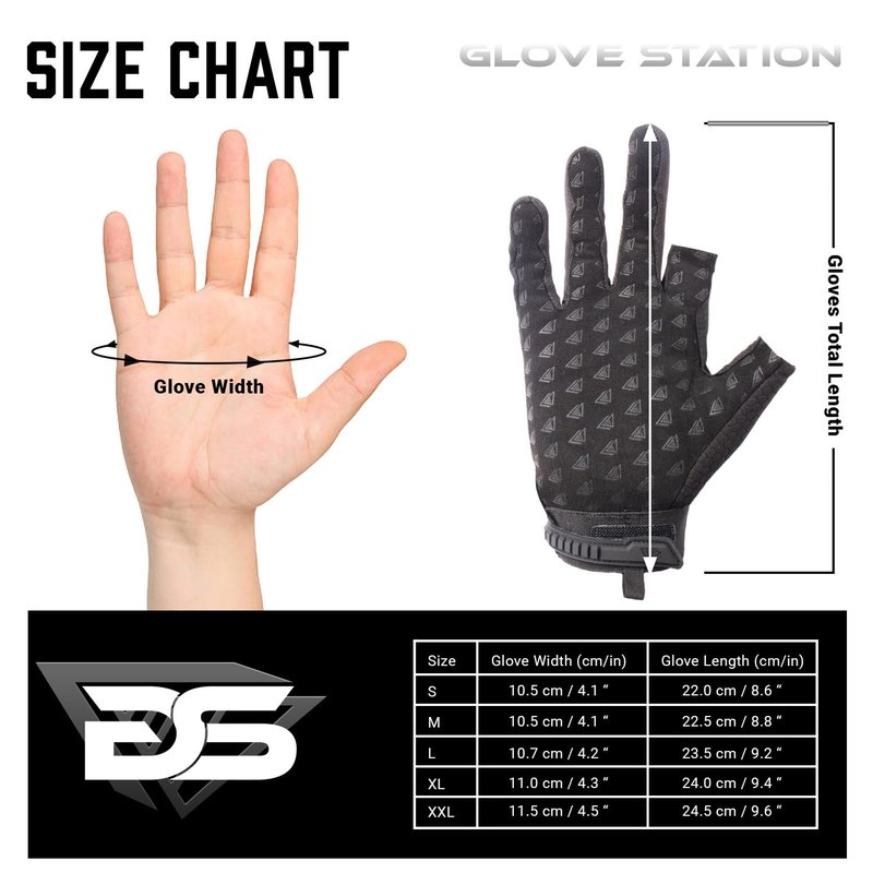 Glove Station The Paintball Work Gloves - Black (Large), Suede Leather Palm, Knuckle Protection for Men, 2 Fingerless Design for Paintball, Riding and Motorcycle Use