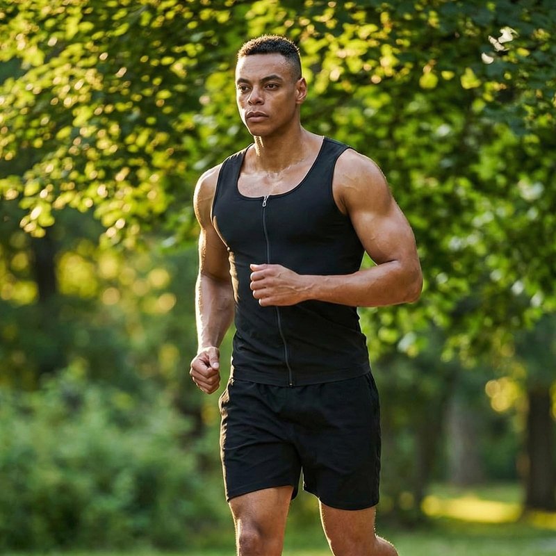 Donason Men's Sauna Vest Workout Sleeveless Shirt with Zipper Slimming Body Shaper Weight Loss Waist Trainer Sweat Enhancing Tank Top Compression Vest Shapewear for Fitness Gym Exercise Running