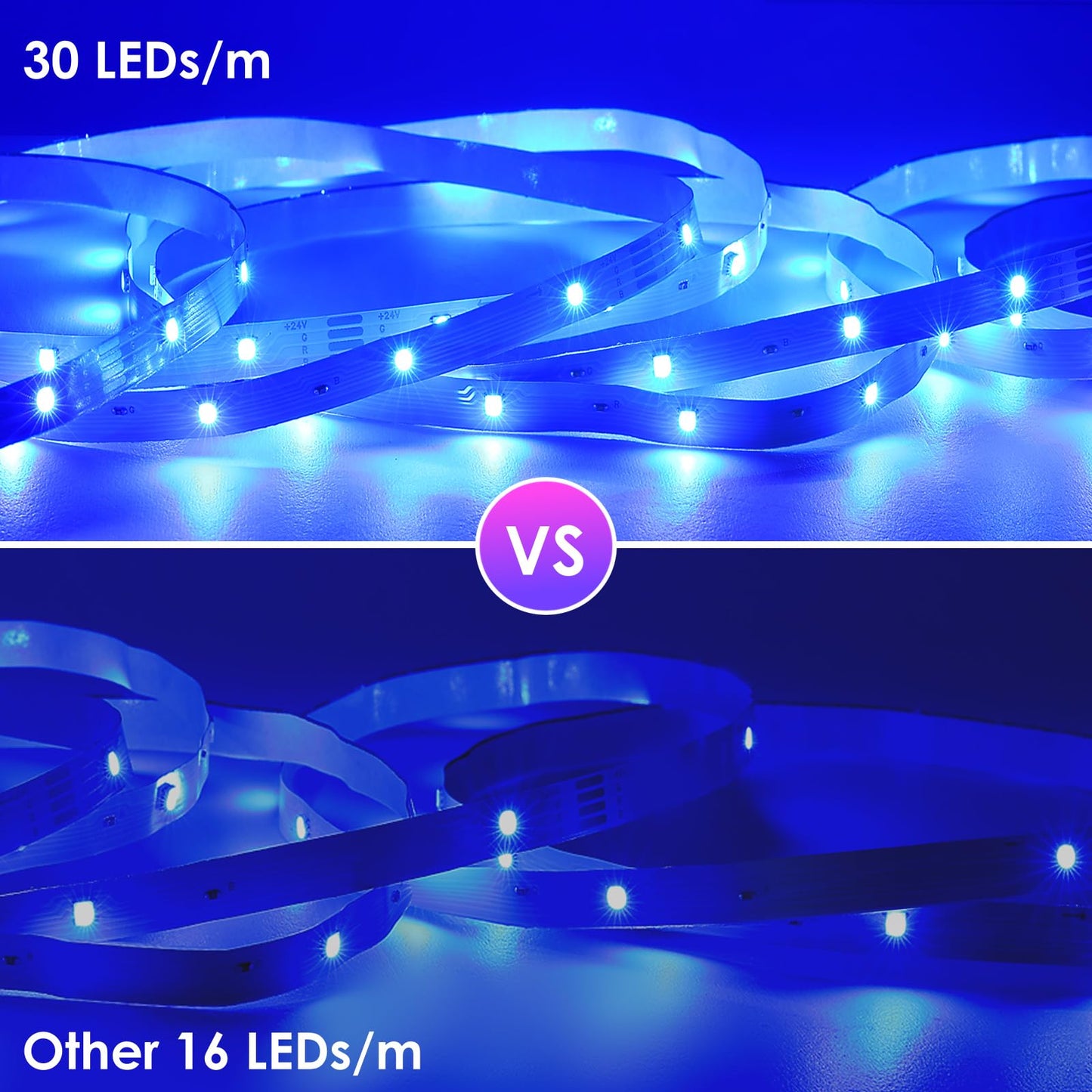 HOVVIDA LED Strip Light Lights 30M, 30 LEDs/Meter, 24V RGB LED Strip, 900 LEDs, 2x15M, APP and Remote Control, Music Mode, Timer Mode, LED for Bedroom, Living Room, Kitchen, Party