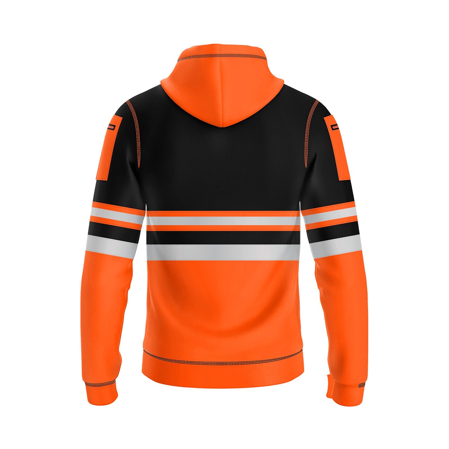 trending babz Mens Hi Vis Pullover Hoodie Reflective Tape Safety Work Drawstring Multi Zipped Pockets High Viz High Visibility Hoodie Sweatshirt
