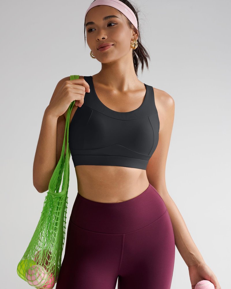 RUNNING GIRL High Impact Sports Bras for Women,Racerback Bra Workout Crop Tops for Women(WX2667 Black,S)